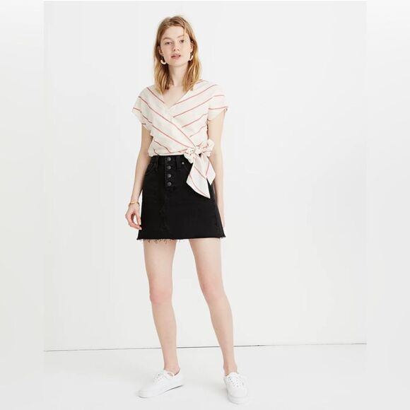 Madewell Rigid Denim A-Line Mini Skirt Button-Front Edition size 28 - Picture 1 of 16